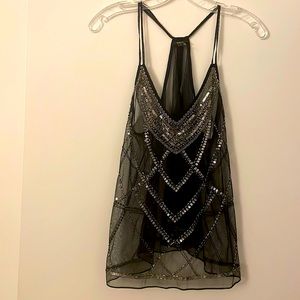 Made in India sequined black sheer sleeveless blouse
